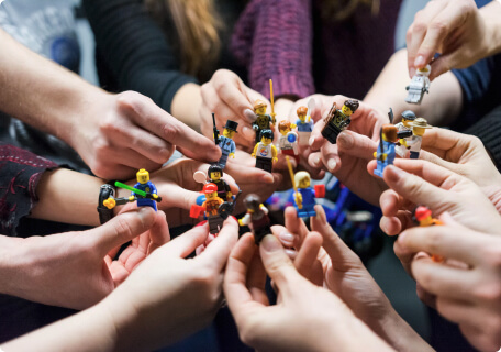 Team playing with LEGO